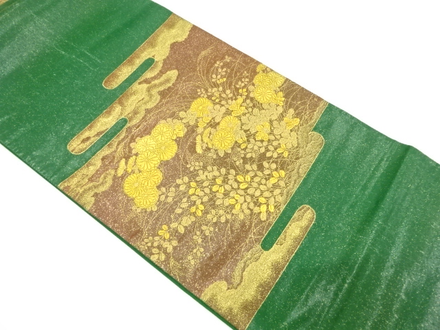 JAPANESE KIMONO / ANTIQUE FUKURO OBI / SILK / WOVEN EGASUMI & AUTUMN LEAVES